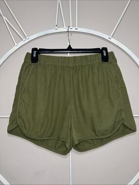Madewell Olive Green Cotton Viscose Athletic Pull-On Shorts